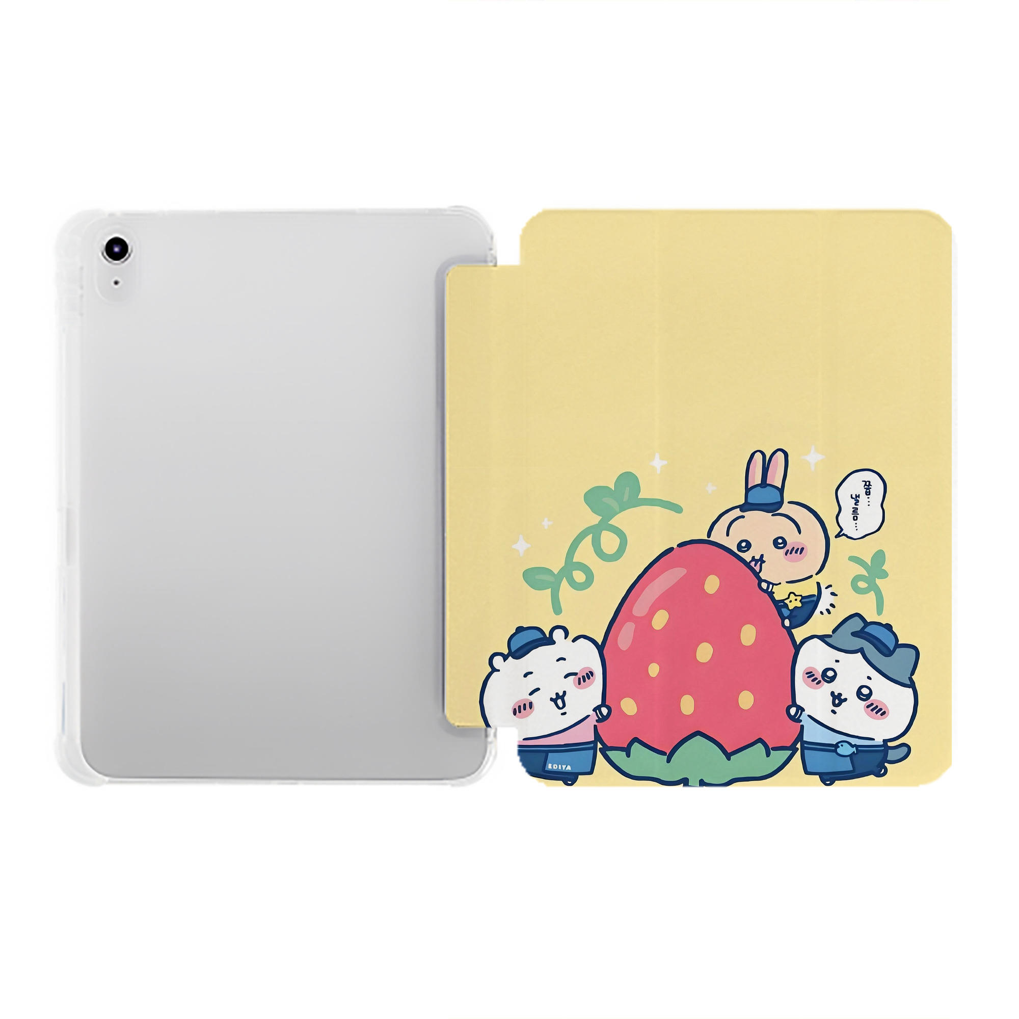 （画像用） ちいかわ Chii-kawa IPad ケース ペン収納付き 三つ折りスタンド PUレザー×シリコン 対応機種9.5/10.5/10.9インチ